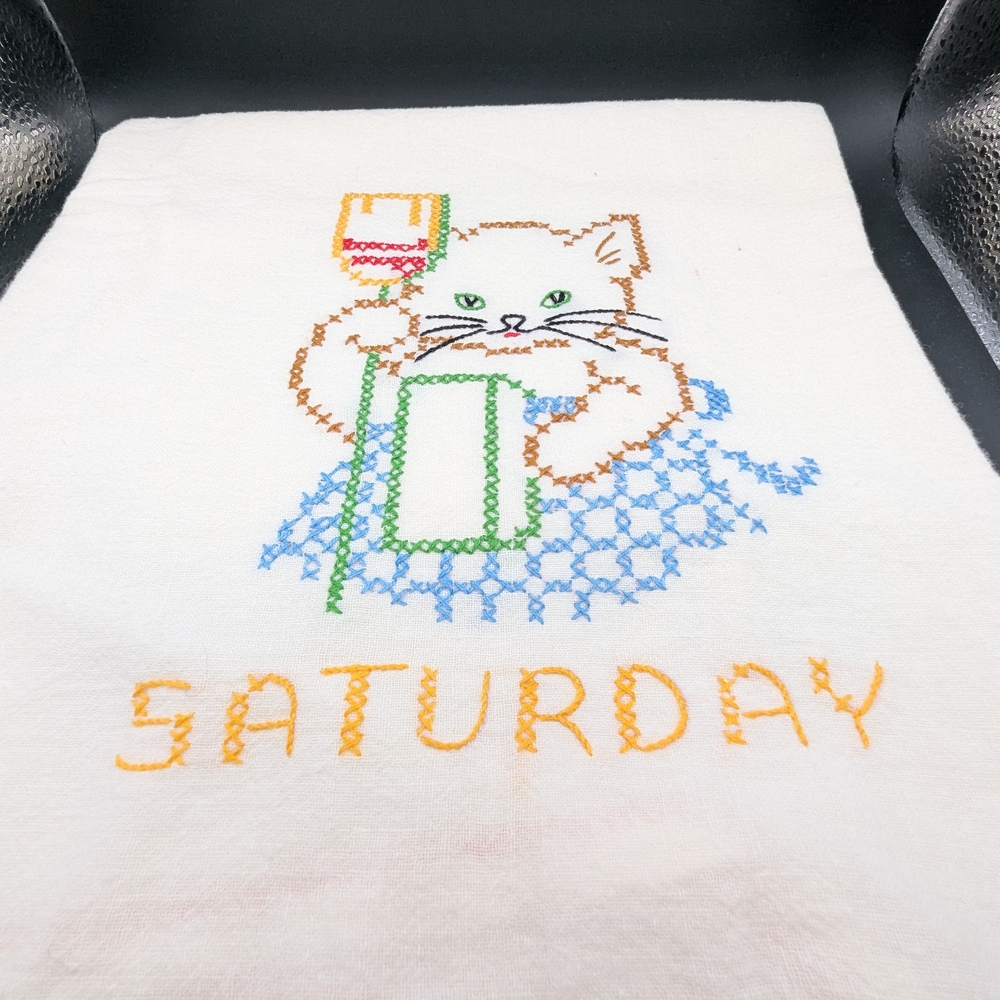 (Set Of 5) Embroidered Cat Design Dish Towels - Picture 13 of 16